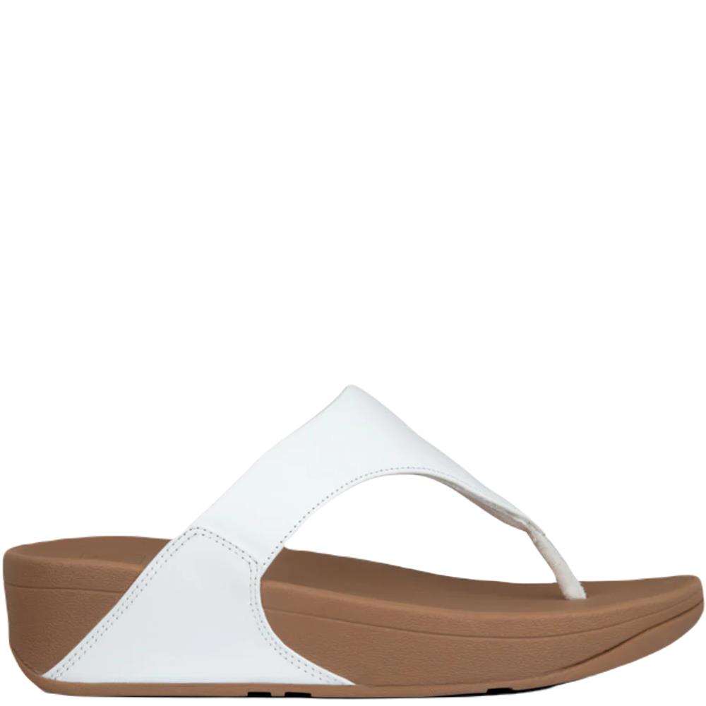 FIT FLOP WOMENS WEDGE TOE POST SANDAL WHITE LEATHER Paul Byron
